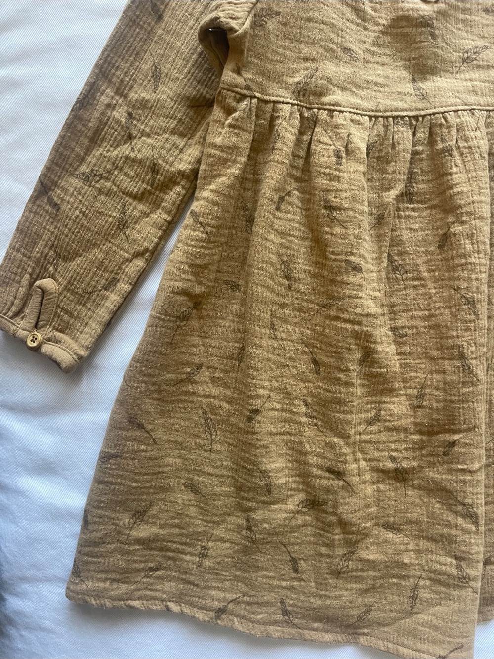 CITY MOUSE Girls Size 4 Long-Sleeve Ruffle Dress in Mustard - Kids - Picture 11 of 12